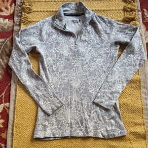 Smartwool 1/4 zip merino wool base layer top thermal grey floral women’s Medium